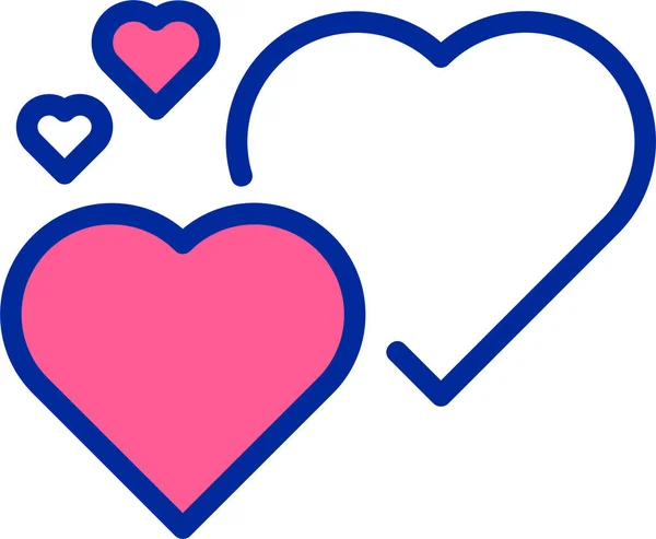 Coeur Amour Valentines Icône Dans Style Contour Rempli — Image vectorielle