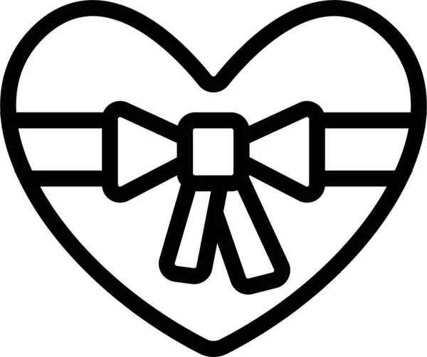 バレンタインデーカテゴリーの弓箱キャンディーアイコン — ストックベクタ