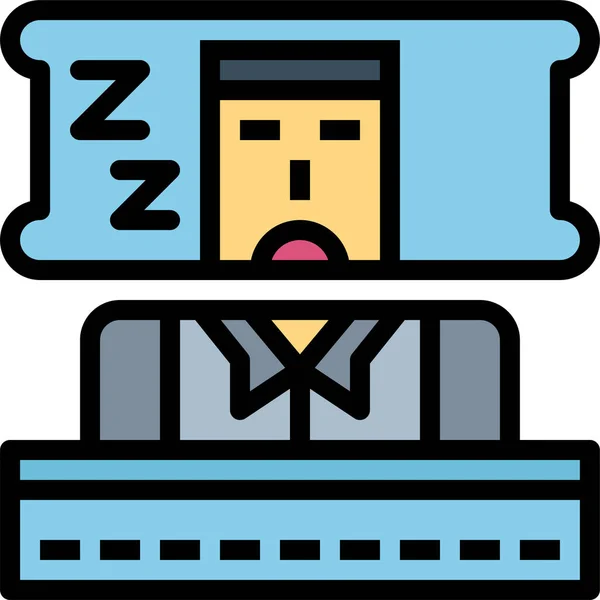 Almohada Dormida Descansando Icono Estilo Contorno Lleno — Vector de stock