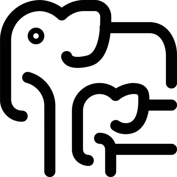 Olifant Moeder Zoogdier Pictogram Omtrek Stijl — Stockvector