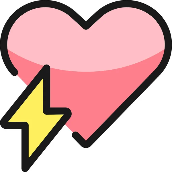 Safety Heart Electricity Icon Filled Outline Style — Stock Vector