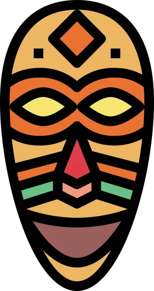 Ícone Máscara Cultura Africana Estilo Esboço Preenchido —  Vetores de Stock