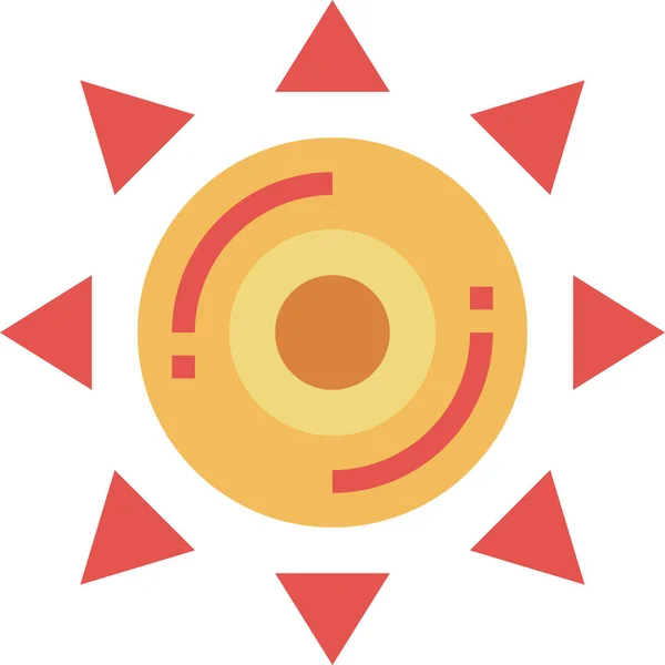 Zomer Zon Warm Pictogram Platte Stijl — Stockvector