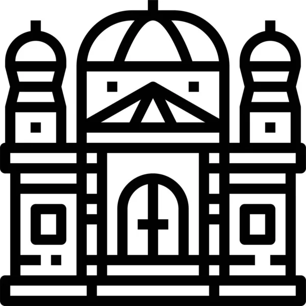 Architectonische Basiliek Katholieke Icoon Omtrek Stijl — Stockvector
