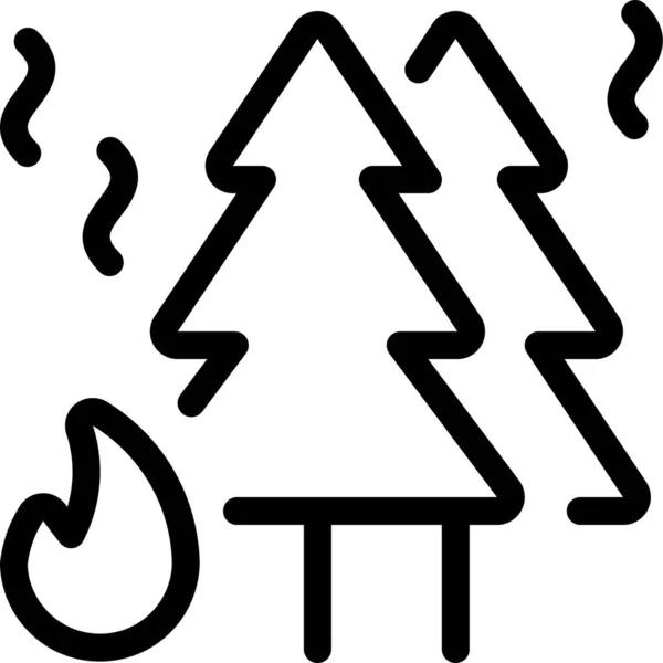 Tábor Farmaření Oheň Ikona Obrysu Stylu — Stockový vektor