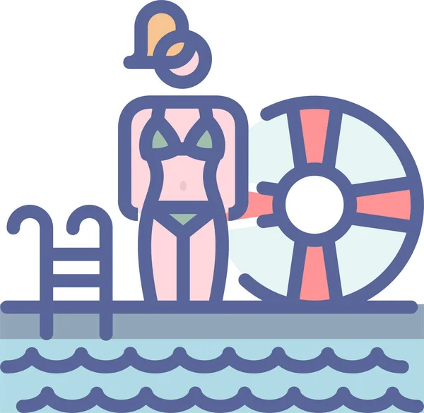 Bikini Pool Swimming Icon Filled Outline Style — Stock Vector