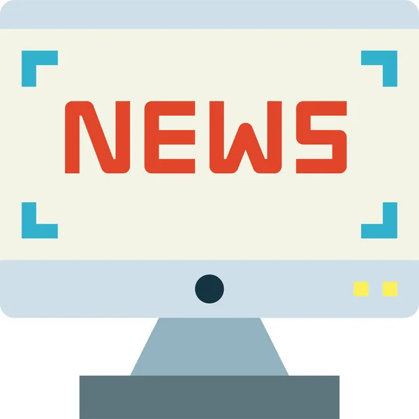 Monitor Ordenador Icono Noticias — Vector de stock