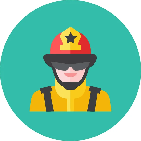 Bombero Icono Avatar Plano Estilo Plano — Archivo Imágenes Vectoriales