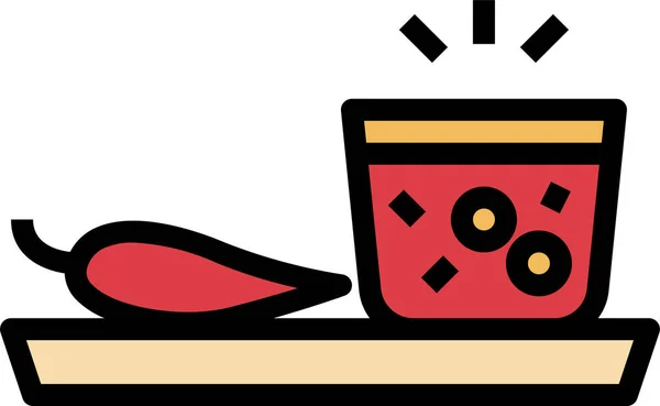 Icono Salsa Comida Chile Estilo Contorno Lleno — Vector de stock