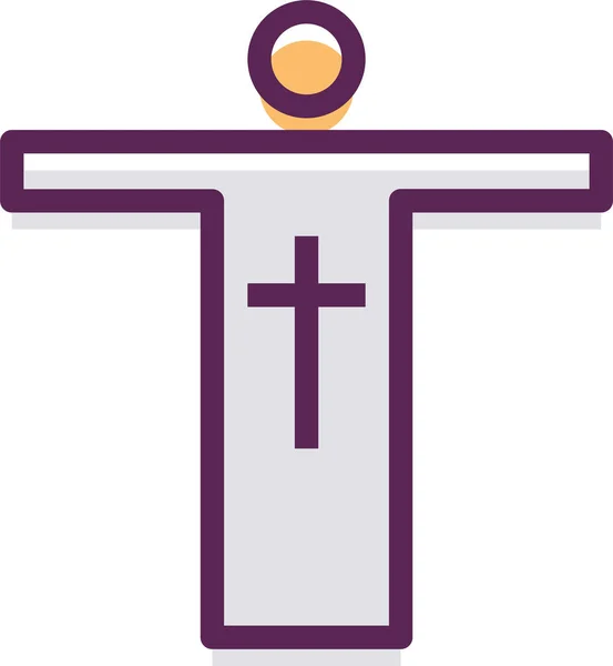 Cristo Icono Cruz Cristiana Estilo Contorno Lleno — Vector de stock