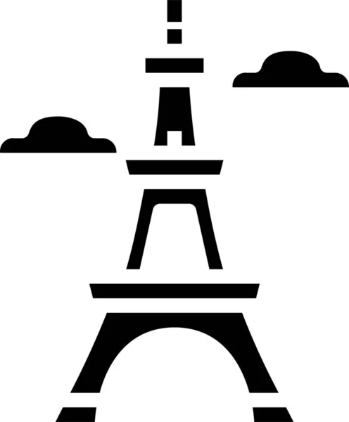 Icône Emblématique Architectonique Eiffel Dans Style Solide — Image vectorielle