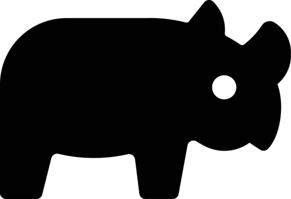 Ρινόκερος Σώμα Ζώων Εικονίδιο Στερεό Στυλ — Διανυσματικό Αρχείο