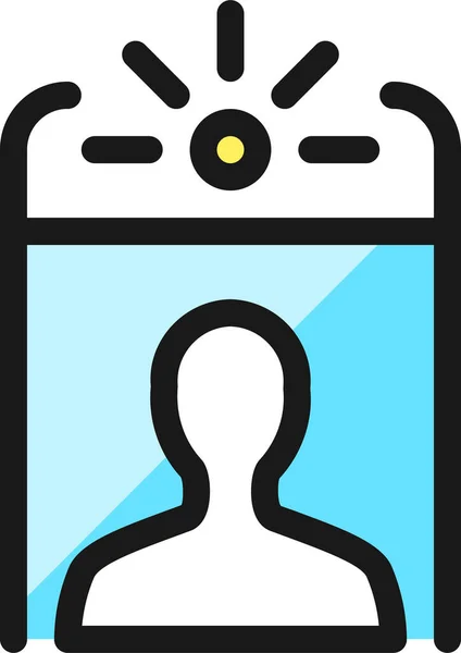 Téléphone Selfie Personne Icône Dans Style Contour Rempli — Image vectorielle