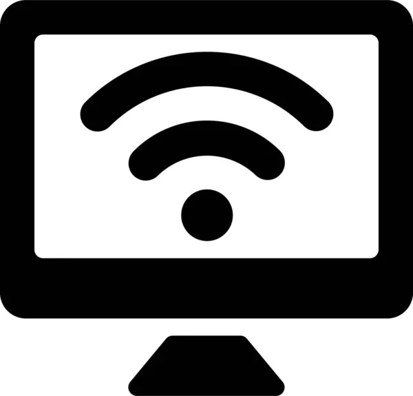 Icône Écran Moniteur Wifi Dans Style Solide — Image vectorielle