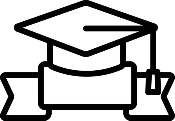 Κολέγιο Εκπαίδευση Εικονίδιο Αποφοίτησης Στυλ Περίγραμμα — Διανυσματικό Αρχείο