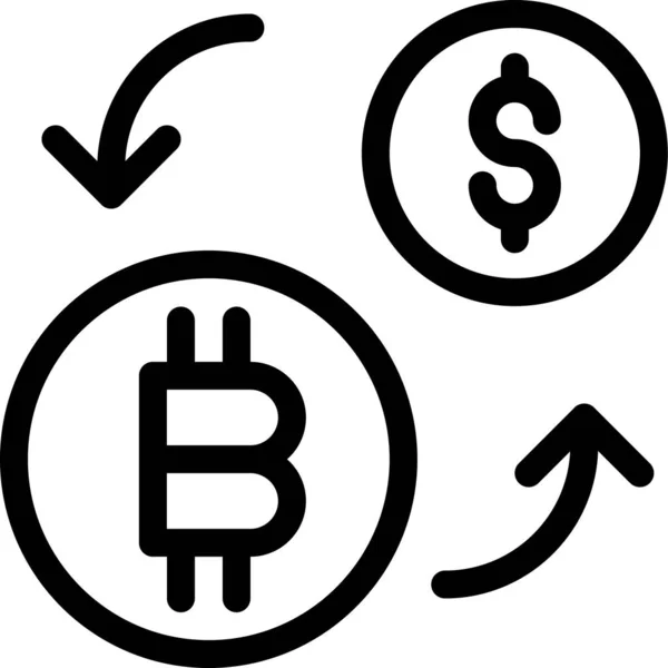 Balance Bitcoin Blokchain Icône Dans Style Contour — Image vectorielle