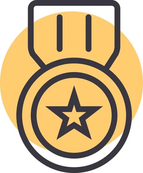 Icône Badge Récompense Armée Dans Style Contour — Image vectorielle