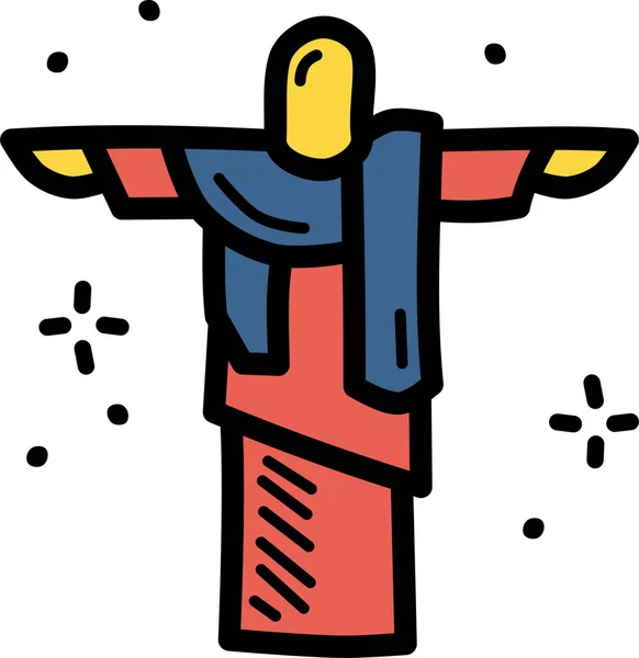 Ángel Cristo Icono Pascua Estilo Contorno Lleno — Vector de stock