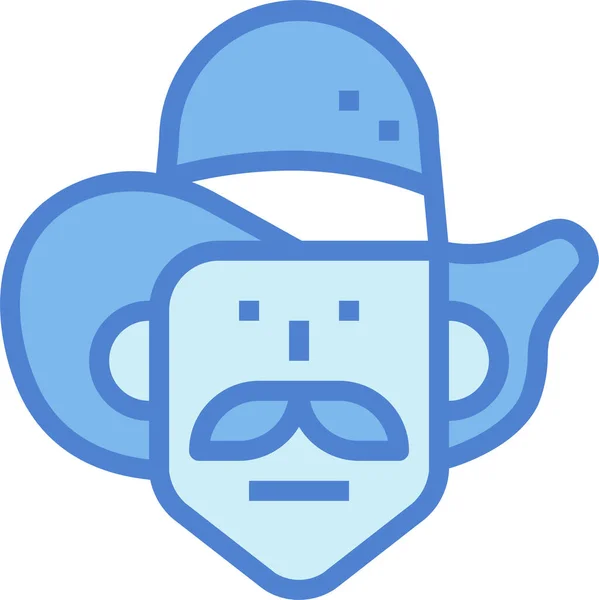 Bigote Vaquero Sombrero Icono — Vector de stock