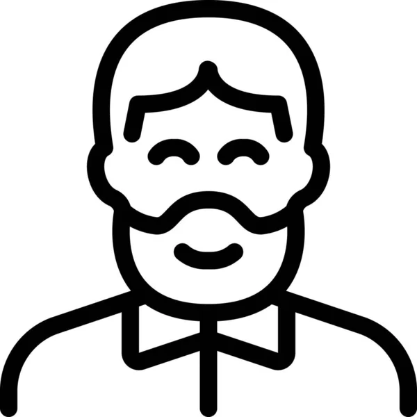 Barba Hombre Gente Icono Estilo Esquema — Vector de stock