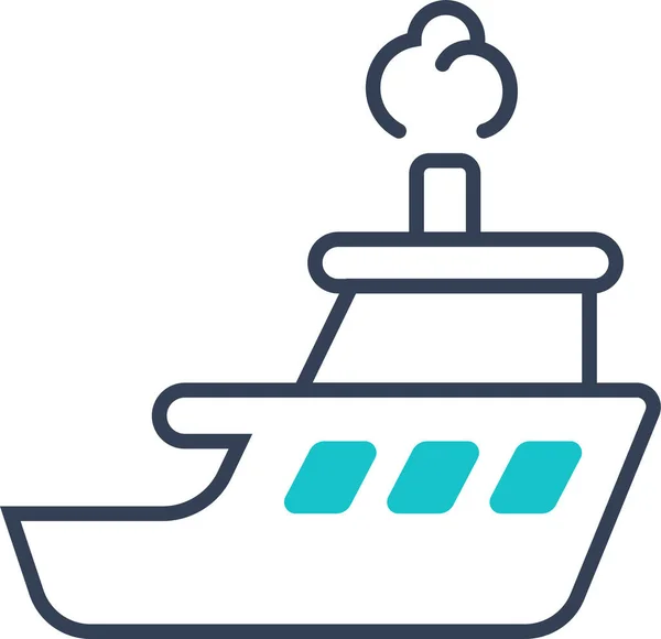 Navire Maritime Icône Vapeur Dans Style Contour — Image vectorielle