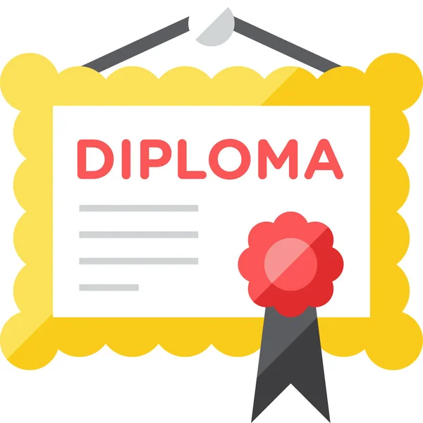 Diploma Plano Educación Escuela Aprendizaje Icono Estilo Plano — Vector de stock