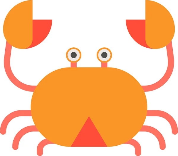 Animal Aquatique Crabe Icône Océan Style Plat — Image vectorielle