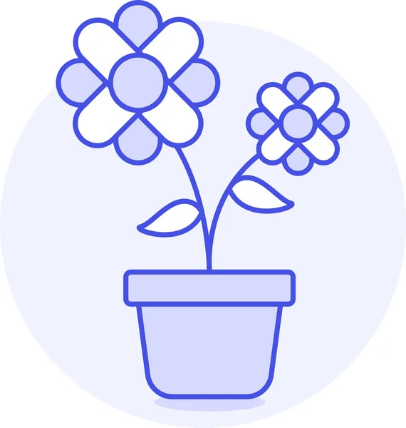 Floreciente Flor Icono Floración Estilo Contorno Lleno — Vector de stock