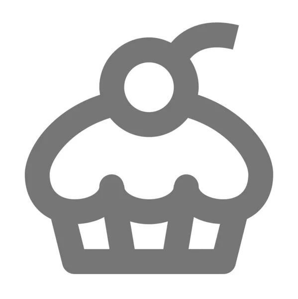 纸杯蛋糕甜点图标的轮廓风格 — 图库矢量图片