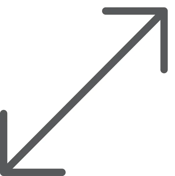 Diagonales Pfeil Symbol Umrissstil Erweitern — Stockvektor