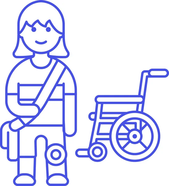 Invalidní Vozík Ikona Nemocnicích Kategorie Zdravotní Péče — Stockový vektor