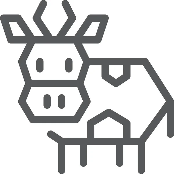 Domácí Ikona Krávy Stylu Osnovy — Stockový vektor