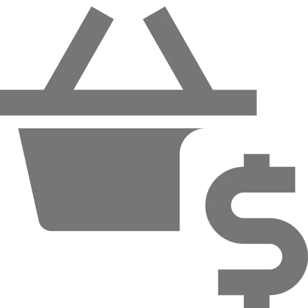 Panier Dollar Icône Shopping Dans Style Solide — Image vectorielle