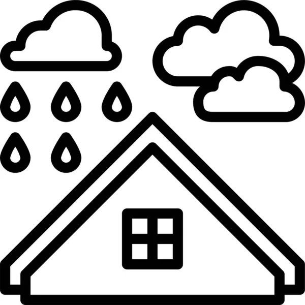 Cloud House Rain Icon — Stock Vector