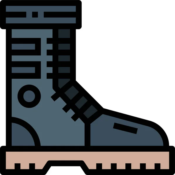 Bota Ropa Calzado Icono Categoría Guerra Militar — Vector de stock