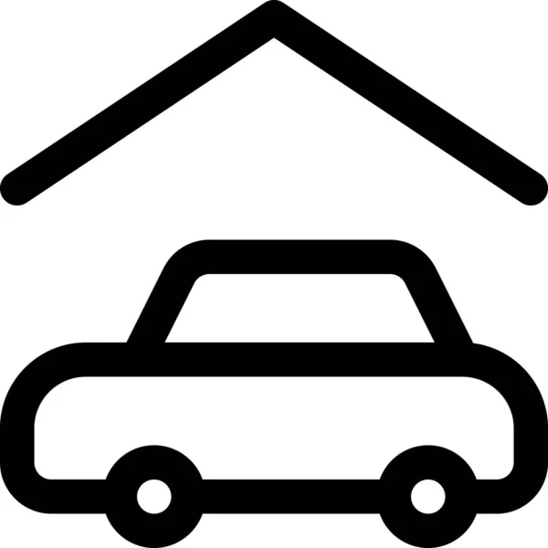 Auto Garage Opslag Pictogram Grote Lijnen Stijl — Stockvector