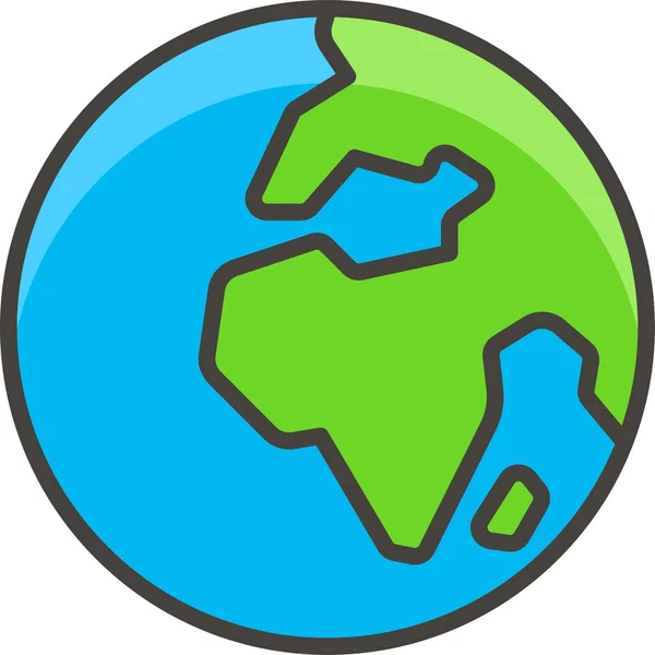 アフリカヨーロッパの地球アイコンをフルアウトライン形式で — ストックベクタ