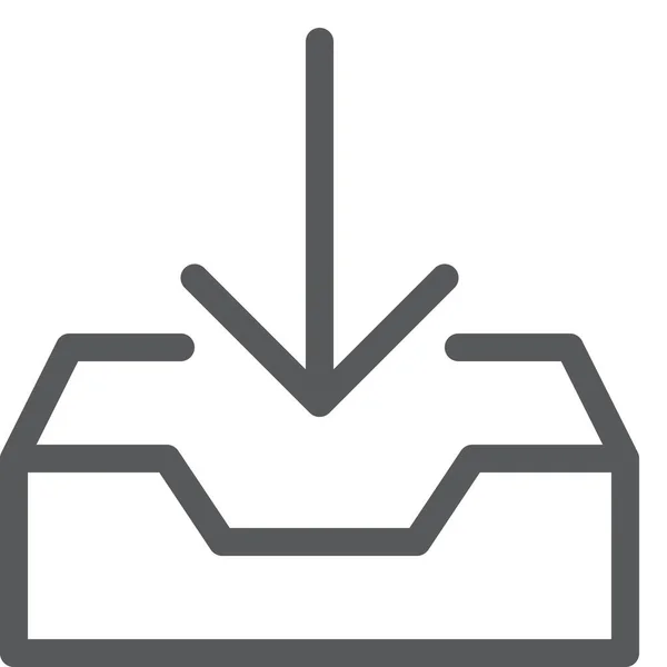 Bandeja Entrada Icono Letra Sobre Estilo Esquema — Vector de stock