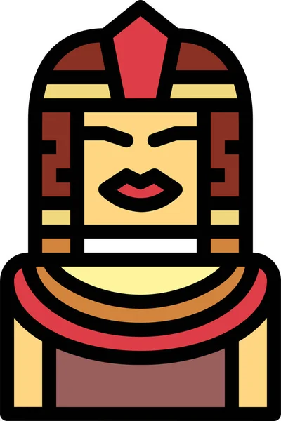 Cleopatra Icono Reina Egipcia Estilo Contorno Lleno — Vector de stock