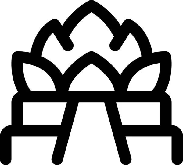 Emblématique Icône Angkor Wat Dans Style Contour — Image vectorielle