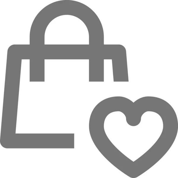 Icono Corazón Favorito Bolsa Estilo Esquema — Vector de stock