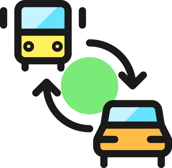 Icône Voiture Billet Transport Dans Style Contour Rempli — Image vectorielle