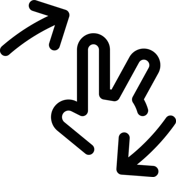 Значок Жеста Двумя Пальцами Стиле Очертания — стоковый вектор