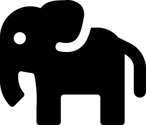 Ελέφαντας Θηλαστικό Κορμό Εικονίδιο Στερεό Στυλ — Διανυσματικό Αρχείο