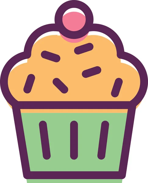 Kuchen Tasse Dessert Symbol Stil Gefüllter Umrisse — Stockvektor