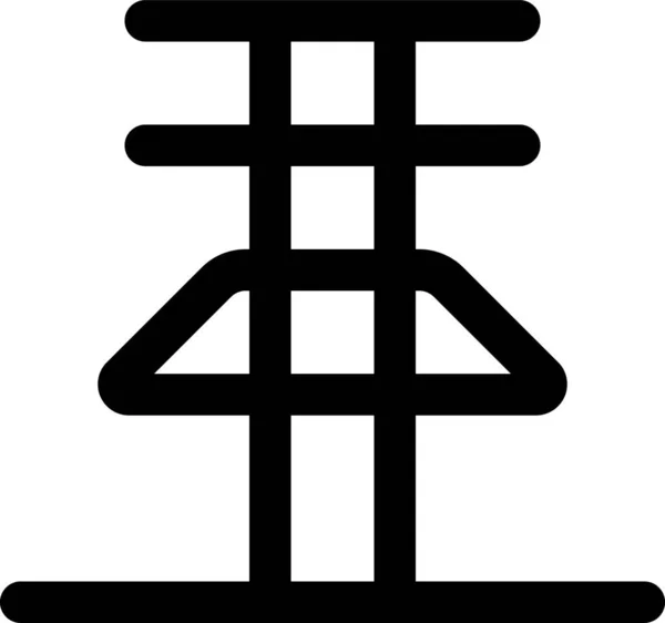 Stromspannung Hohes Symbol Umrissstil — Stockvektor