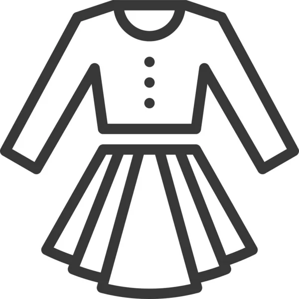 アウトラインスタイルの服ファッション女性のアイコン — ストックベクタ