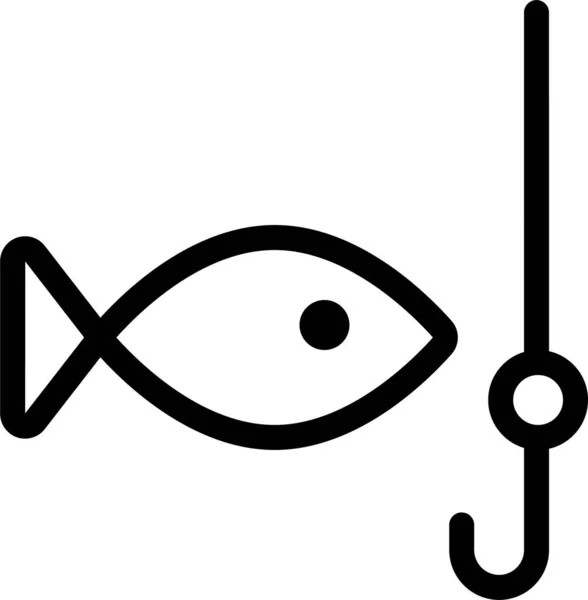 Ryba Rybaření Obrys Ikona Stylu Osnovy — Stockový vektor