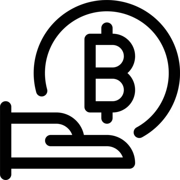 Criptomoneda Icono Bitcoin Estilo Esquema — Vector de stock