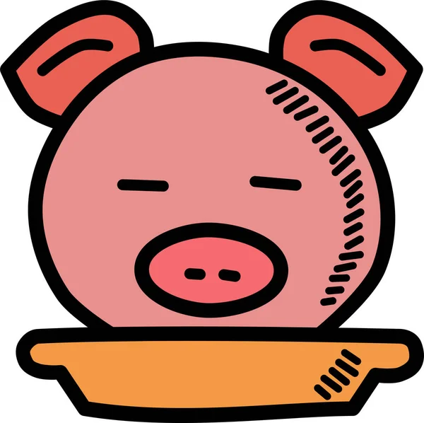 Pig Pork Reunion Icon Chinese New Year Category — Stock Vector